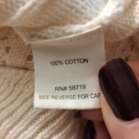 Vintage Notations Women’s XL Ivory Pointelle Knitted Button Cardigan Sweater - Picture 10 of 11